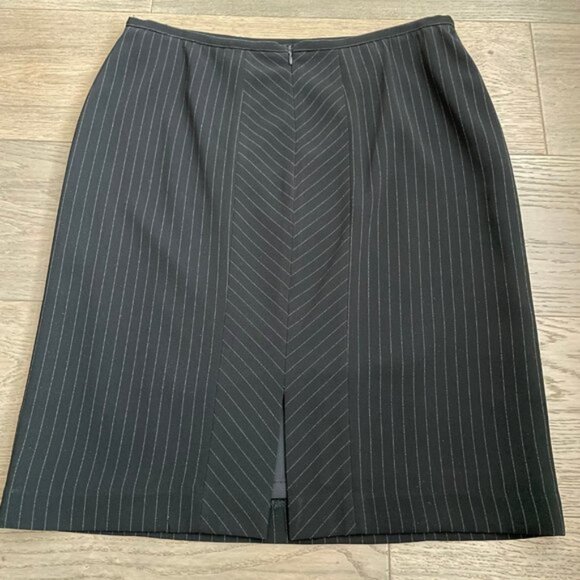 Armani Collezioni Designer Vtg Lined Pinstriped Pencil Skirt Black Cream Sz 8 - Picture 8 of 10